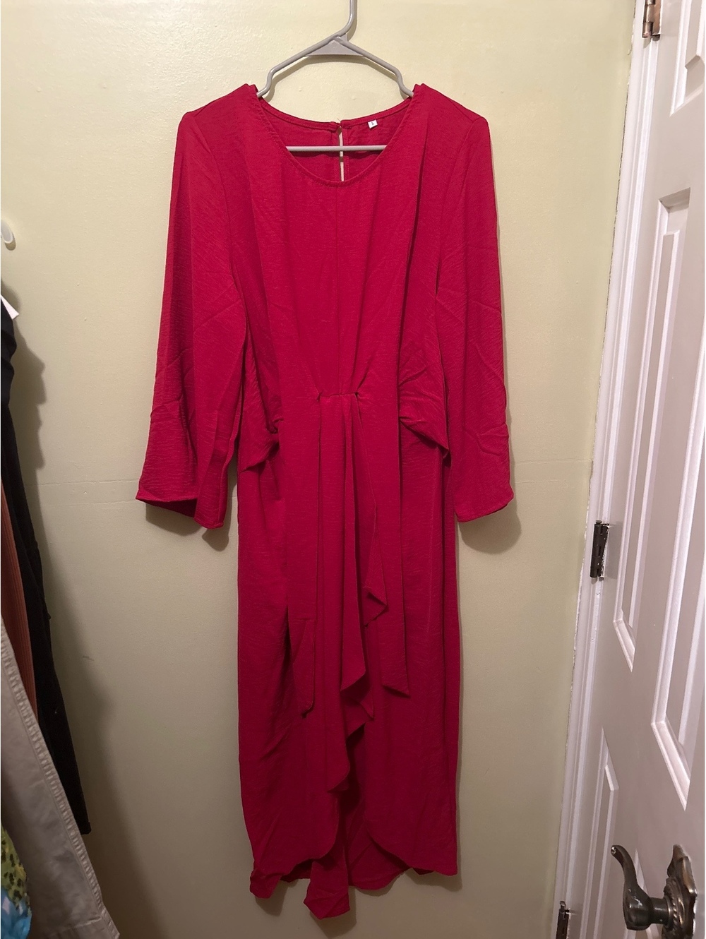 Elegant Red Long Sleeve Dress Size L